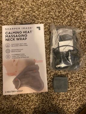 Sharper Image Gray Calming Heat & Massage Neck Wrap